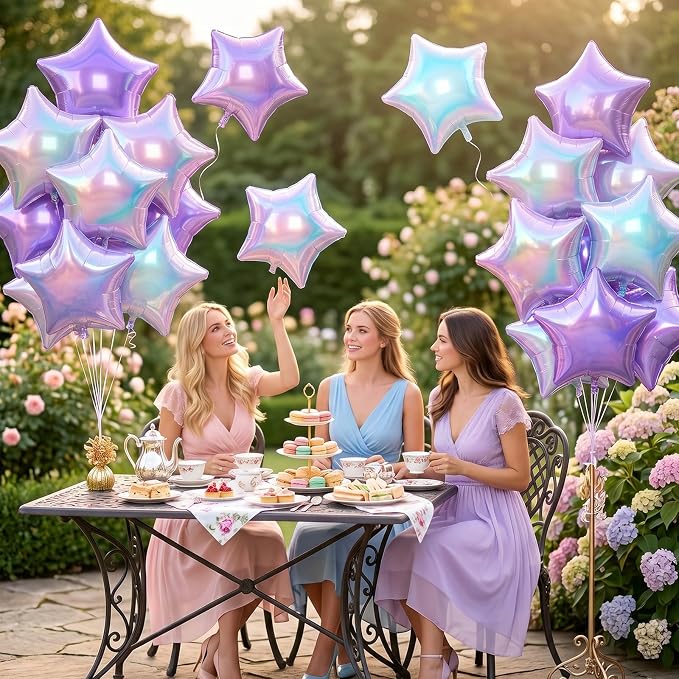 Iridescent Star Balloons, 18 Inches Transparent Crystal Star Balloon - Image 7