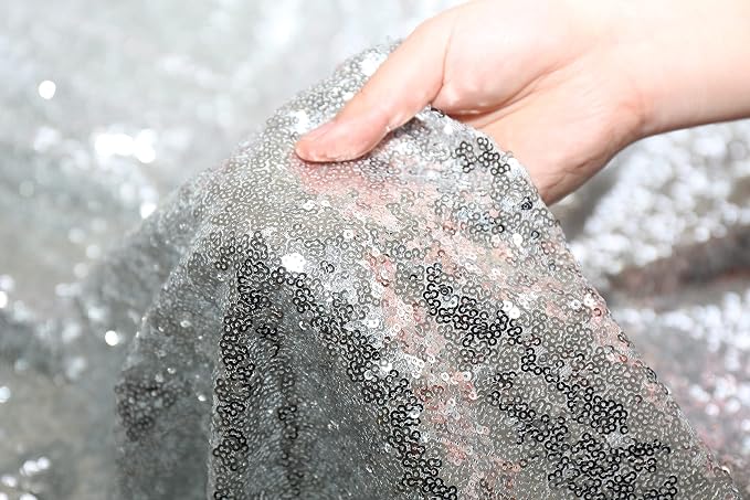 Poise3EHome Silver Sequin Backdrop Curtains, 4 Panels 2FTx8FT Glitter Background - Image 8