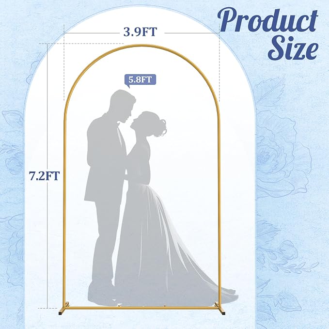 7.2FT Arch Backdrop Stand, Metal Gold Wedding Arch Frame, Balloon Arch Stand - Image 7
