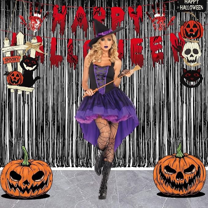 BRAVESHINE Foil Fringe Curtains | Party Steamers | Halloween Decorations | - Image 9