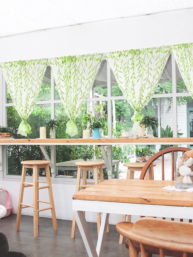 Willow Voile Curtains Cute Green Sheers Leaf Tulle Vine Window Sheers Ivy - Image 7