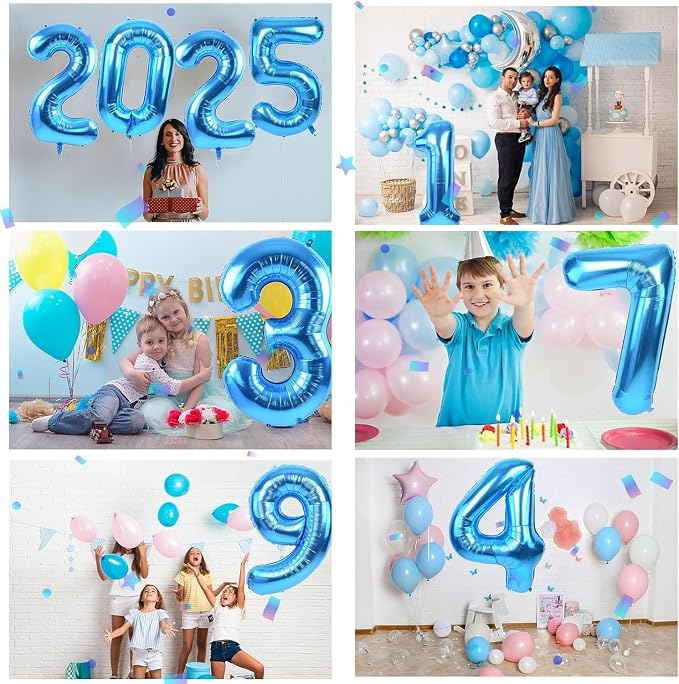 40 inch Blue Number Balloon Giant Foil Helium Balloons Blue Number 7 Balloon - Image 4