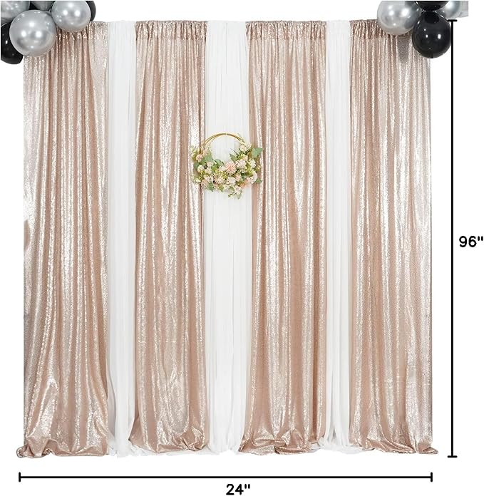 Poise3EHome Champagne Sequin Backdrop Curtains - Image 9