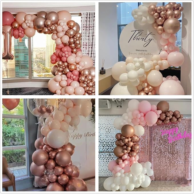 412pcs Metallic Rose Gold Balloon Garland Arch Kit 18 12 10 5 Inch Different - Image 6