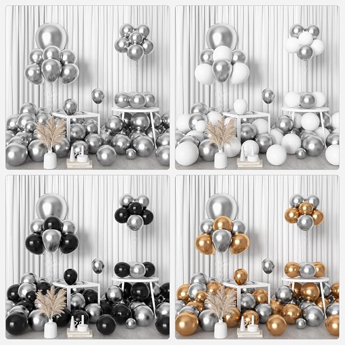 Amandir 153pcs Metallic Silver Balloons Arch Garland Kit Different Sizes | 18 - Image 7