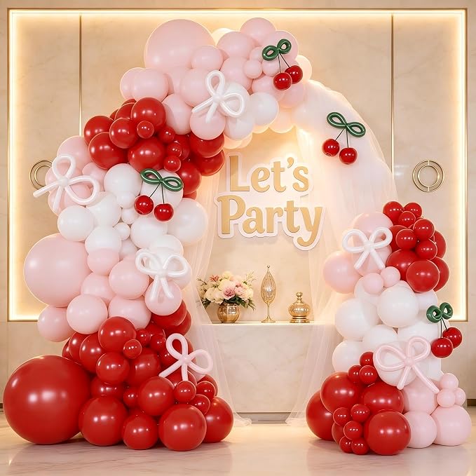 Red Cherry Balloon Garland Arch Kit - Image 6