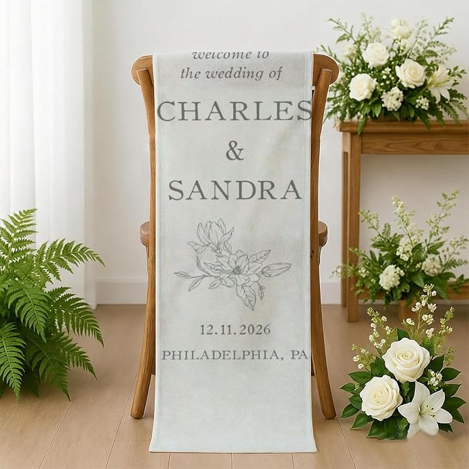 Monogram Wedding Welcome Linen Tapestry Sign, Personalized Initials - Image 7