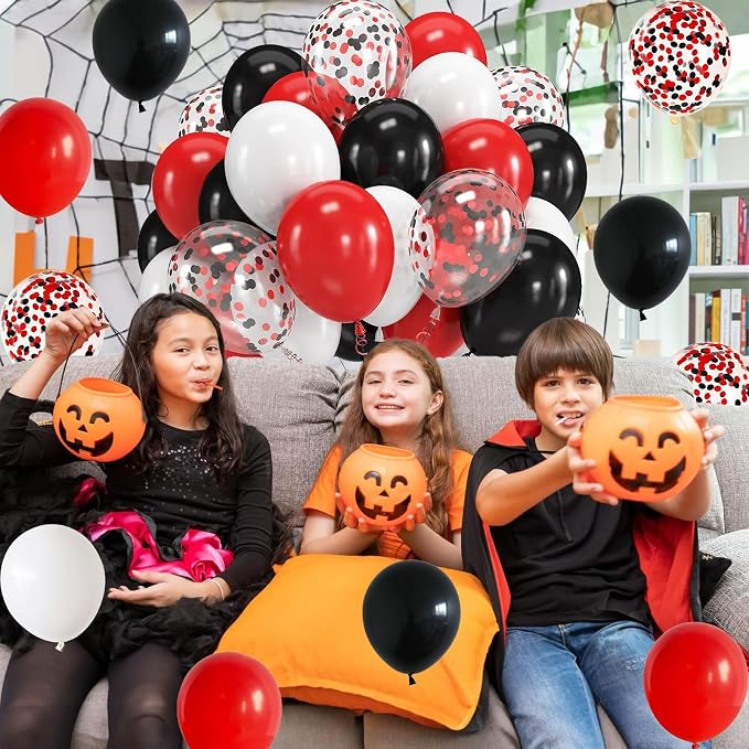 Black Red Confetti Balloons, 60 Packs 12 Inch Black Red Party Balloons - Image 7