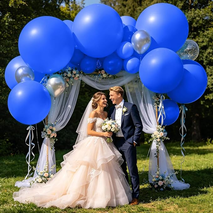 5Pcs Blue Big Balloons 36 Inch, Round Large Latex Party Balloons - Image 7
