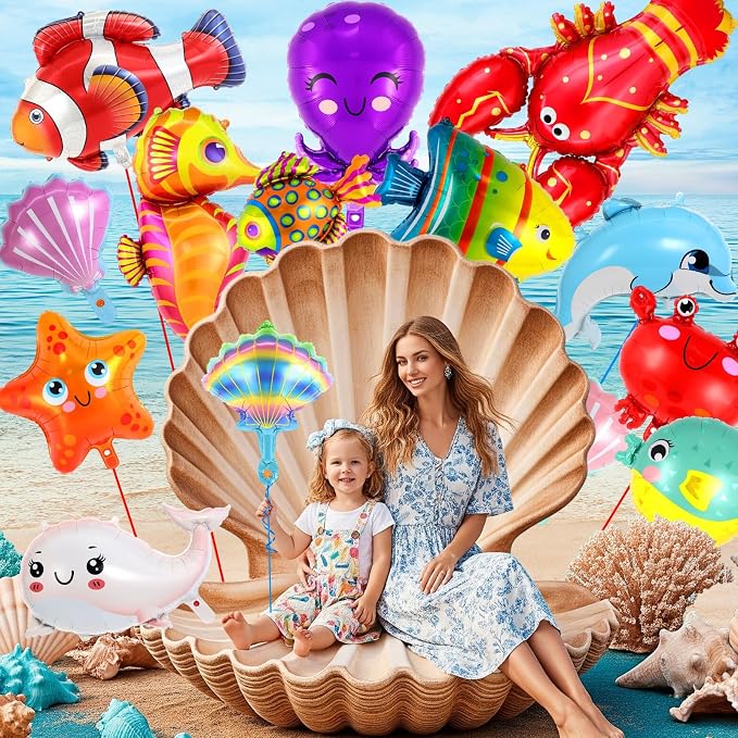 16 Pcs Ocean Animal Balloons, Under The Sea Balloons, Fish Lobster Octopus - Image 7