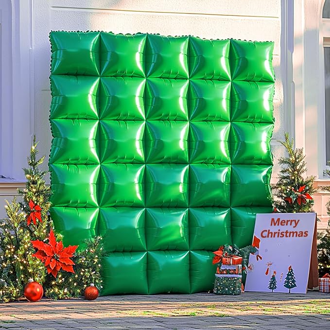 NISOCY 48PCS Metallic Green Square Foil Balloons Wall Backdrop | Double Sided - Image 8