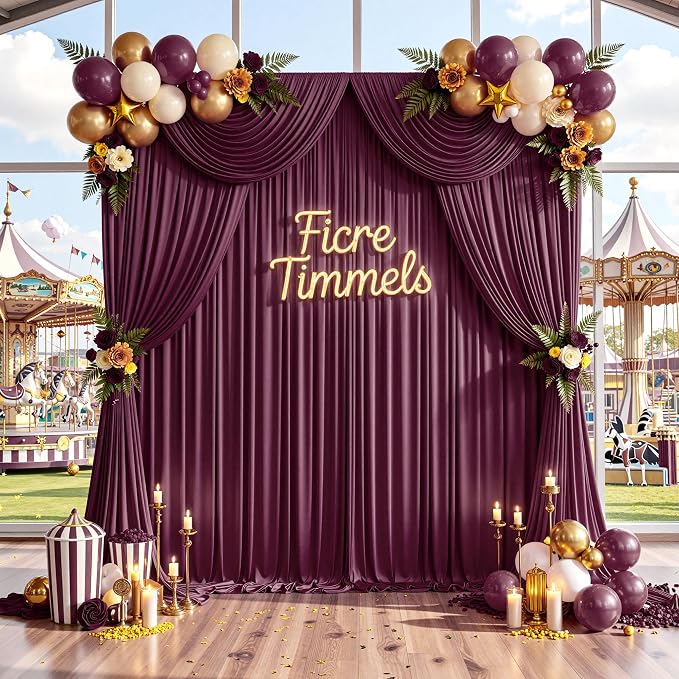 30 ft x 10 ft Wrinkle Free Maroon Backdrop Curtain - Image 9