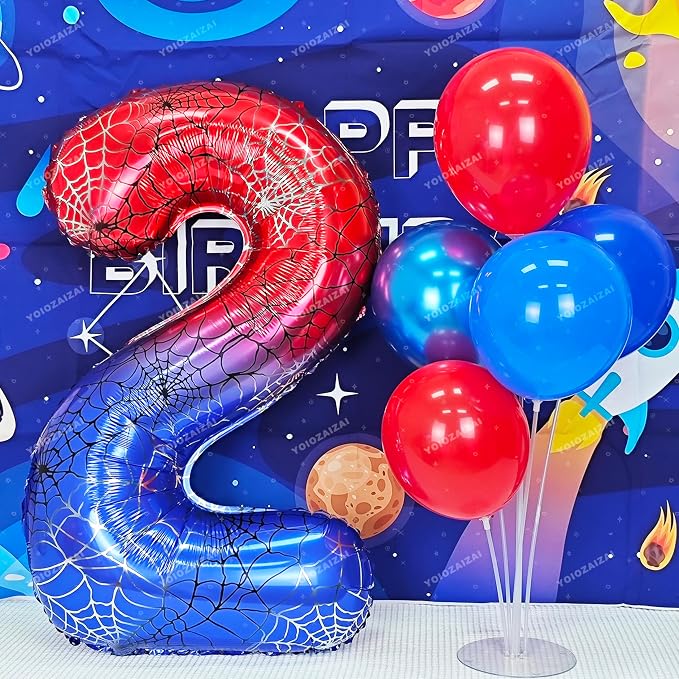 40 IN Red Blue Gradient Number 2 Balloon Large Digital 2 Foil Balloon | - Image 6