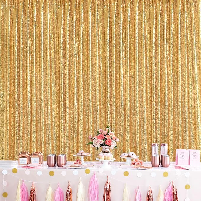 Gold Sequin Backdrop Curtain Drapes - Image 7