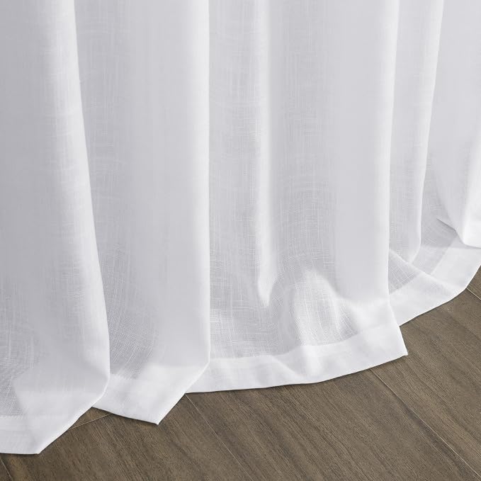 Snow White Linen Curtains 63 Inch Length - Image 9