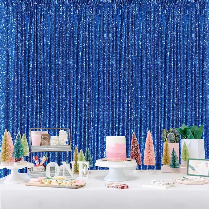 Royal Blue Curtain Panels Sequin Backdrop 6 Pieces 2ftx8ft Sparkly Curtain | - Image 6