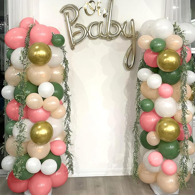 Pink and Green Balloon Arch Kit 127Pcs Sage Green Dusty Pink Gold Balloons - Image 8