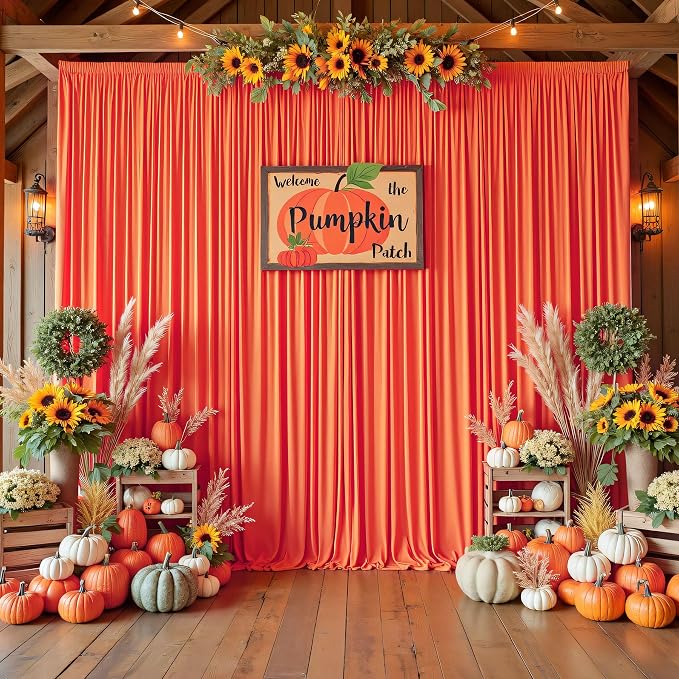20ftx10ft Wrinkle Free Orange Backdrop Curtains - Image 7