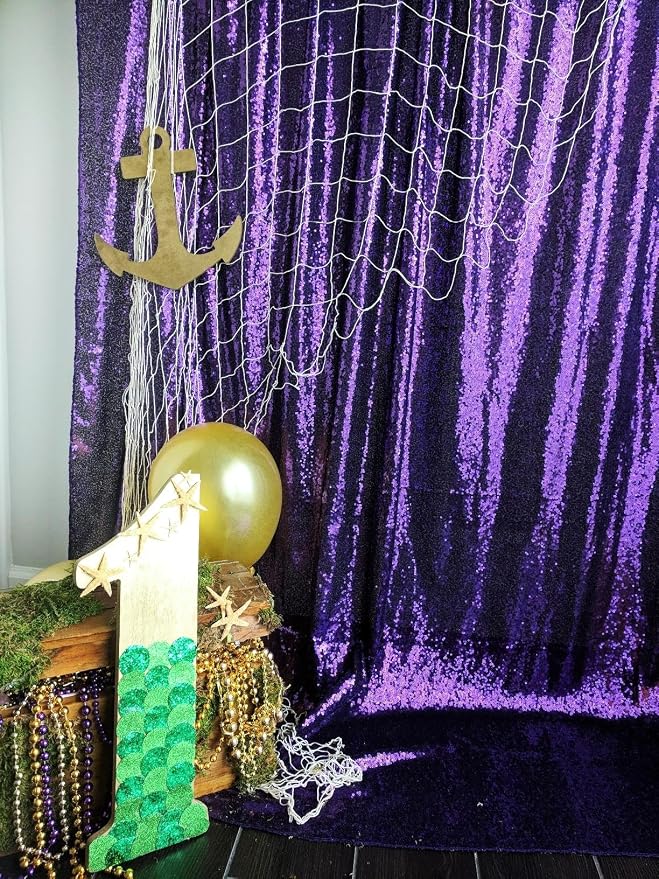 ShinyBeauty 4FT x 7FT Purple Sequin Backdrop | Photobooth Background | Wedding - Image 8