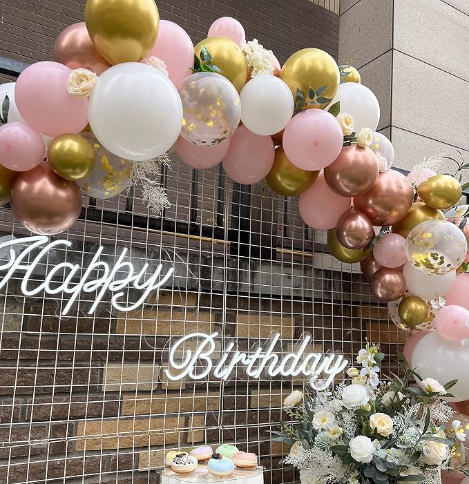 Rose Gold Pink White Balloon Garland Arch 160PCS Confetti Balloons Baby Shower - Image 9