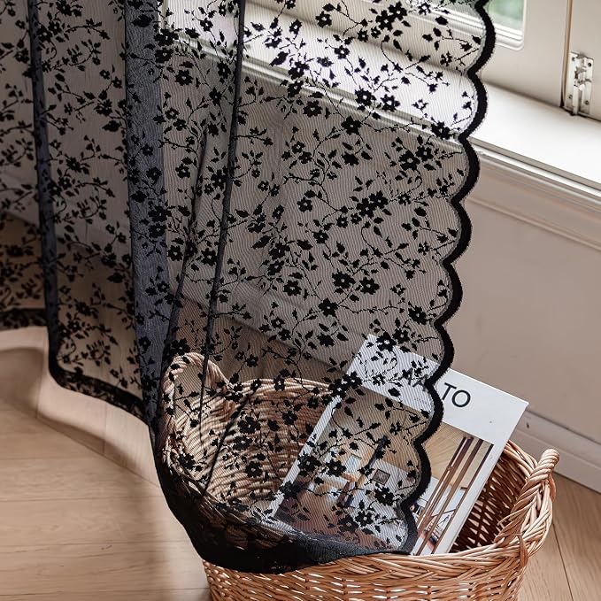 Anmao Vintage Lace Sheer Curtains 63 Inches Long - Image 8