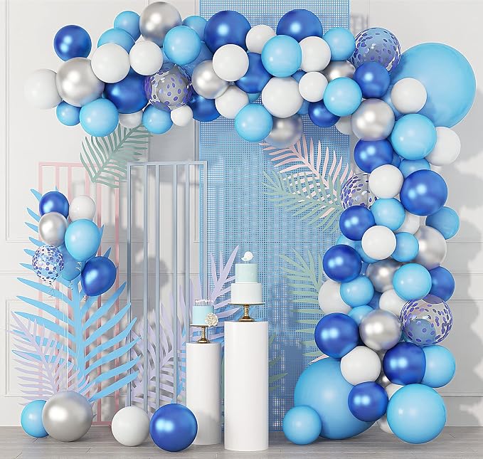 123Pcs Blue Balloons Garland Arch Kit Different Sizes | Baby Navy Pastel Blue - Image 7