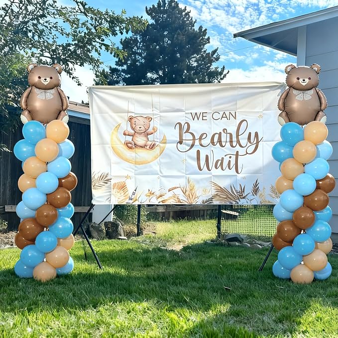 Blue and Brown Bear Balloon Column Stand Kit Set of 2, We Can Bearly Wait Baby - Image 8