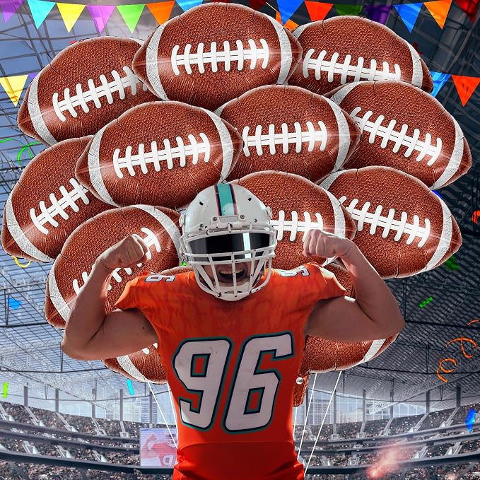 12PCS Football Foil Balloons Rugby Balloons Sports Theme Party Decor | Football - Image 7