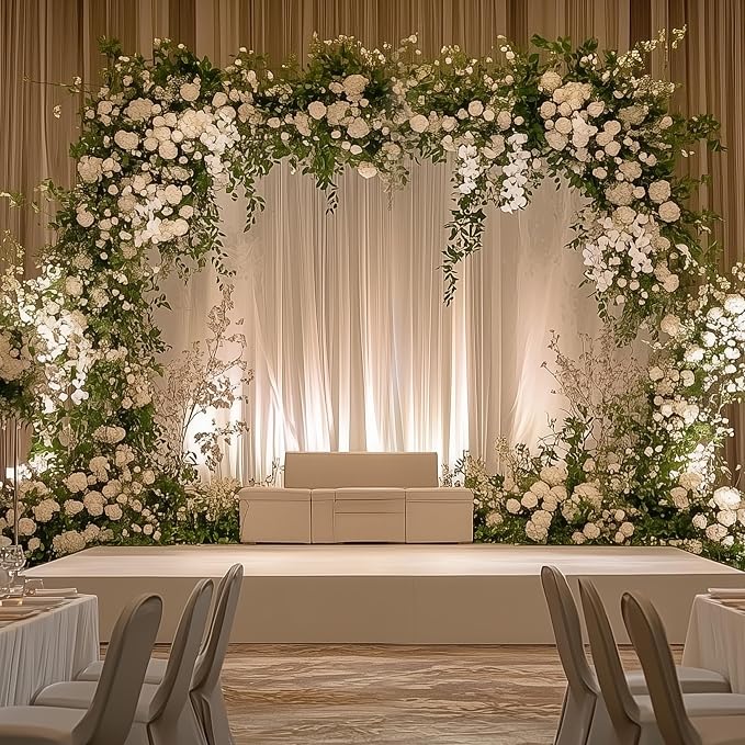 White Backdrop Curtain Drapes for Parties, 4 Panel 5x10FT - Image 6