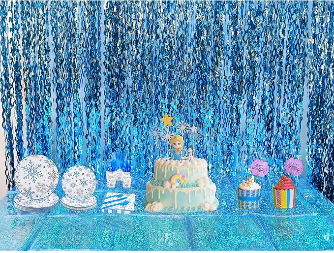 Wavy Blue Streamers Party Backdrop - Image 7