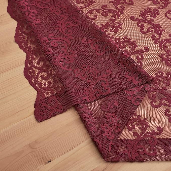 FOLKSIDE Burgundy Lace Curtains - Image 7