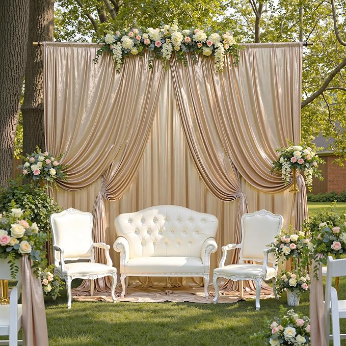 10ftx10ft Champagne Gold Sequin Backdrop Curtain - Image 9