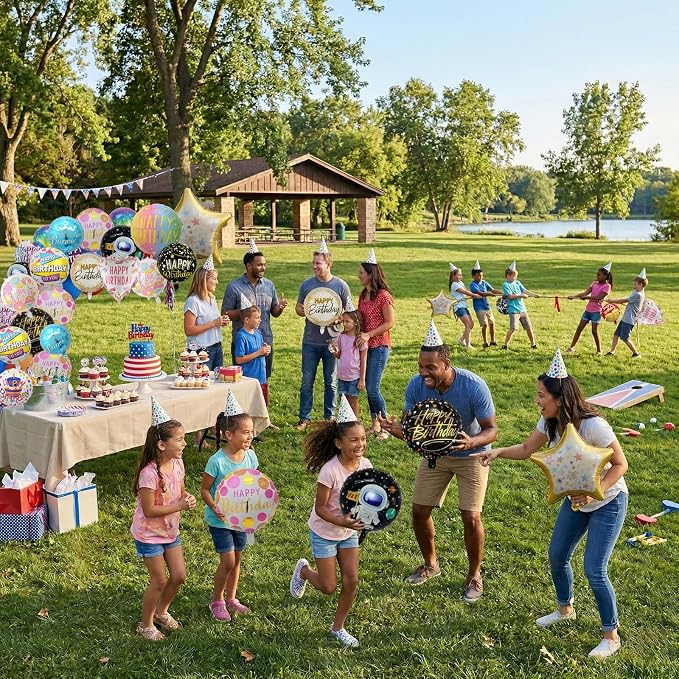 100 Pcs Happy Birthday Foil Balloons Set18 Inch Round Happy Birthday Balloons - Image 5