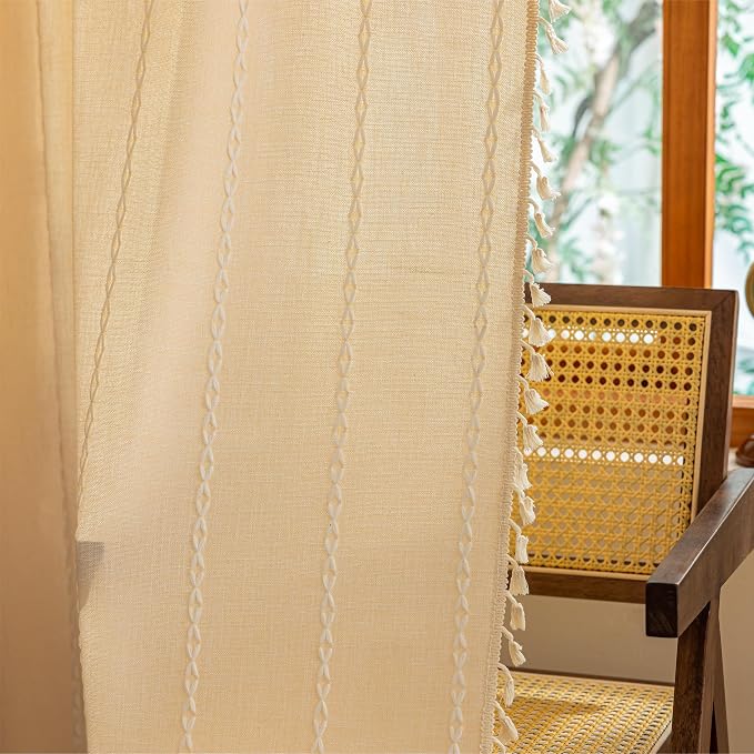 Sutuo Home Champagne Boho Farmhouse Curtains - Image 8