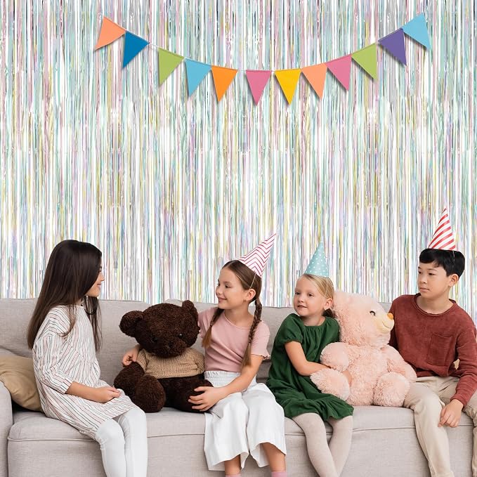 ZATAYE 2 Pack Laser Silver New Years Eve Foil Curtain Streamer Decorations | - Image 7