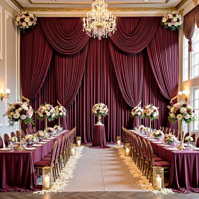 20ft x 15ft Burgundy Backdrop Curtains - Image 8