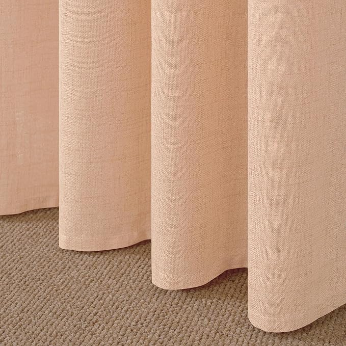 YoungsTex Peach Linen Curtains 40 Inches Long, Short Drapes - Image 9