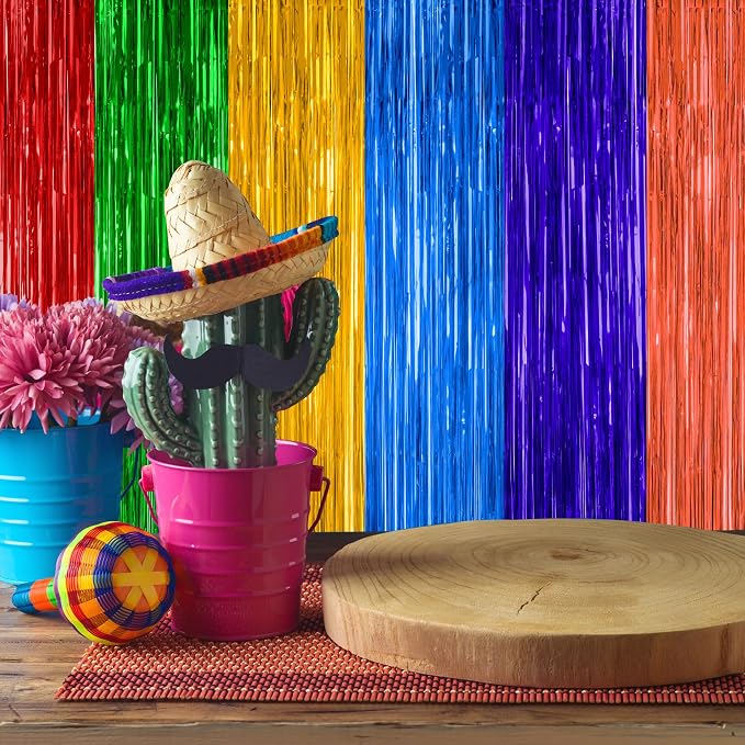 ZATAYE 2 Pack Mexican Color Fiesta Foil Curtain Streamer Decorations | Mexican - Image 7