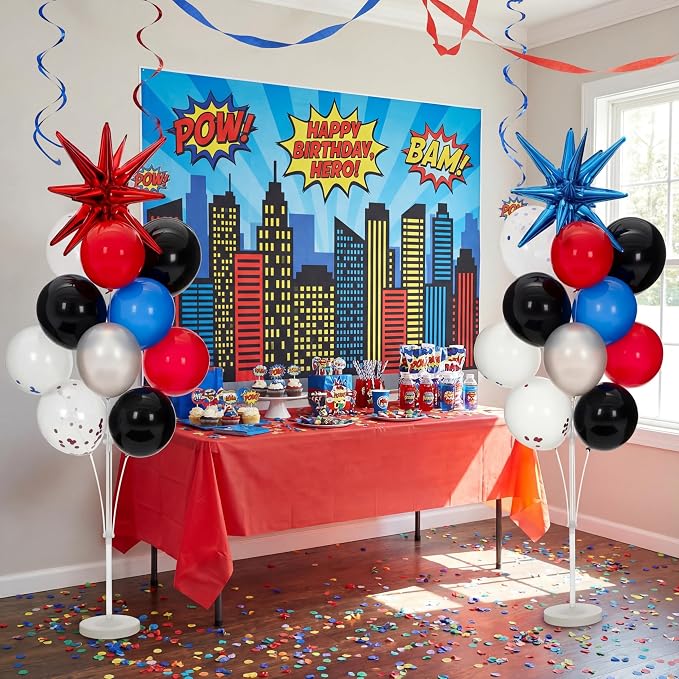 Gejoy 2 Sets 62" Large Hero Theme Balloon Tower Stand Kit, Entire Balloon - Image 7