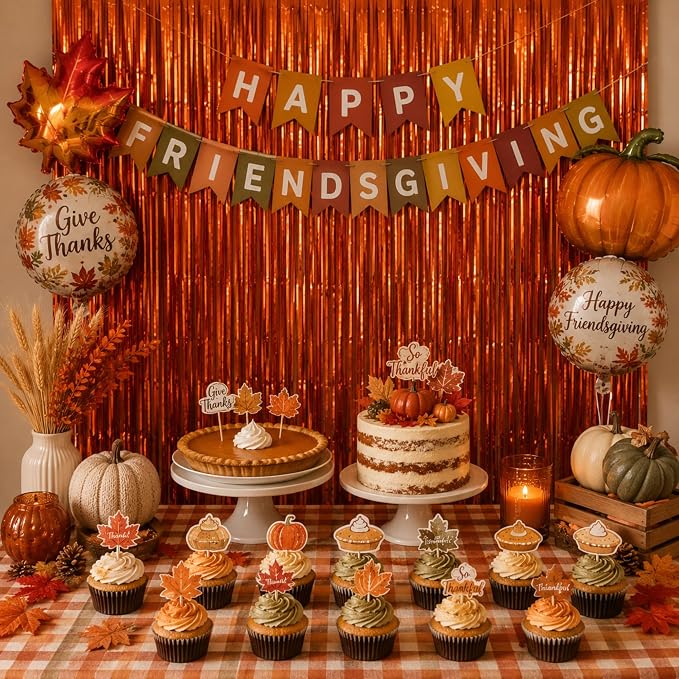 Matte Orange Foil Fringe Curtains Backdrop Party Decorations 2 PCS | 3.3 x 6.6 - Image 9