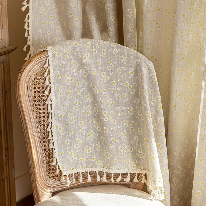 ENJOYBRIDAL Floral Curtains 96 Inch Length 2 Panels Tassel Drapes Rod Pocket - Image 7