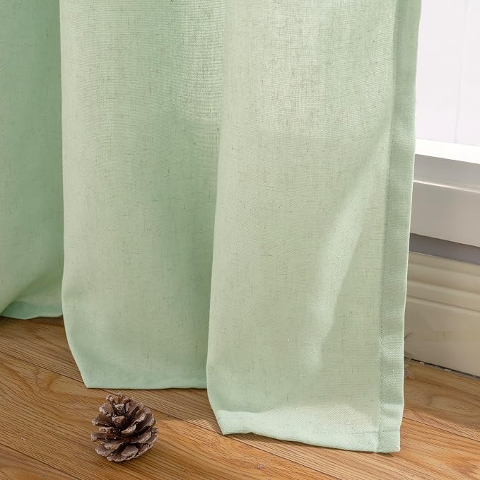 YoungsTex 63 Inch Length Sage Linen Curtains - Image 9