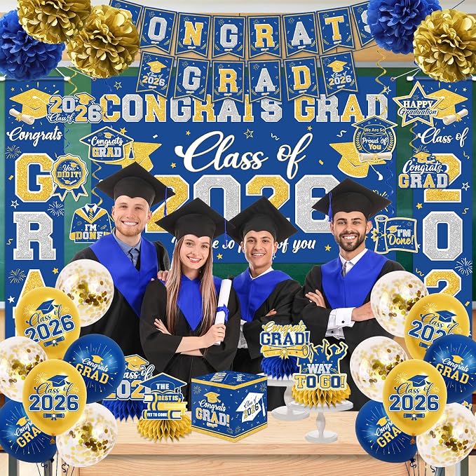 Graduation Decorations Class of 2026 Blue and Gold Graduation Decorations - Image 6