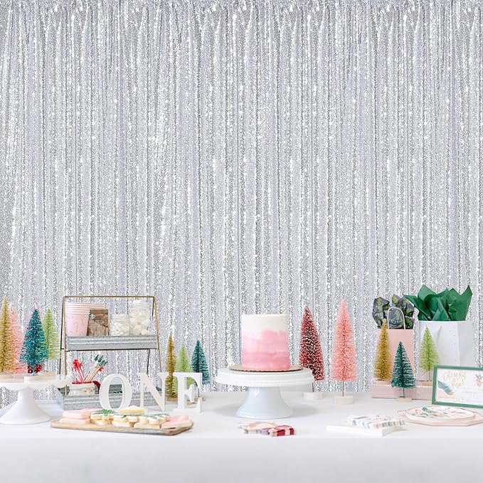 Silver Sequin Backdrop Party Decorations - Image 7