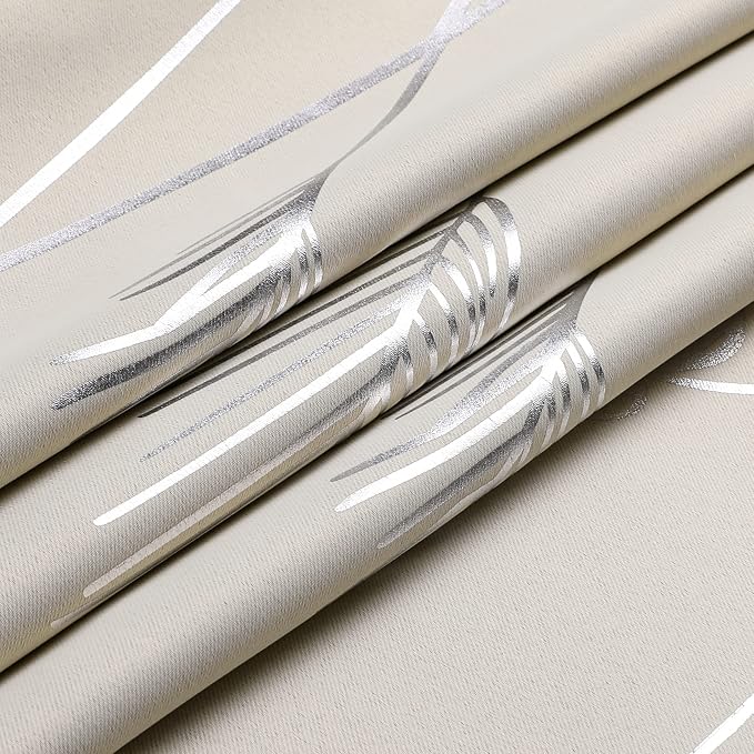 Blackout Curtains with Silver Palm Tree Thermal Insulated Elegant Natural Tree - Image 8