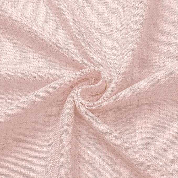 Tollpiz Short Linen Curtains Bedroom Rod Pocket Semi Sheer Curtain Burlap Light - Image 9