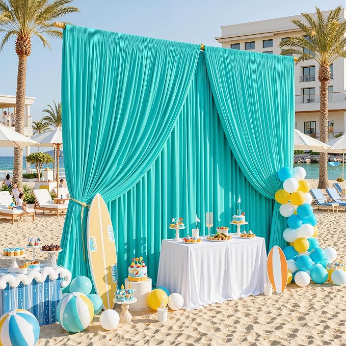 50x12 ft Turquoise Backdrop Curtains - Image 8