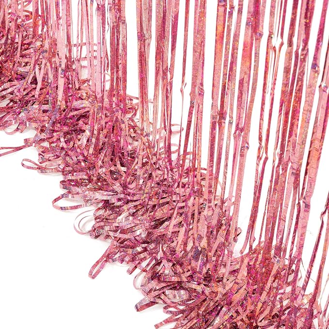 BRAVESHINE Rose Gold Tinsel Foil Fringe Curtains | Holidays Party Backdrop | 2 - Image 9
