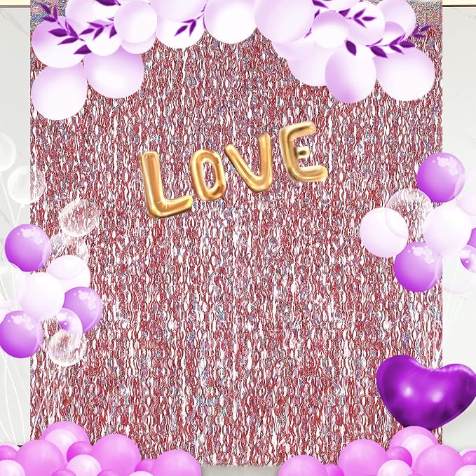 3 Pack 3.3 ft x 6.6 ft Tinsel Curtain -CYLMFC Rose Gold Birthday Backdrop - Image 6