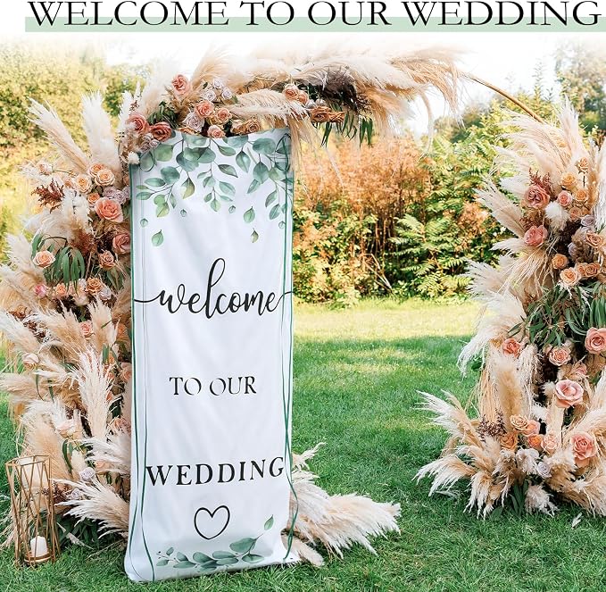 Yousoontic Welcome to Our Wedding Linen Rustic Wedding Welcome Banner Plain - Image 6